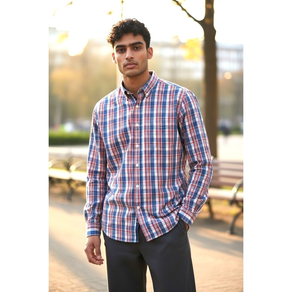 L O G G by H‎ M Men's Regular Fit Plaid Long Sleeve Button Down Shirt M